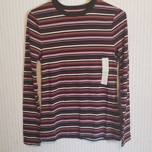 Striped Long Sleeve Maroon Small a new day Top